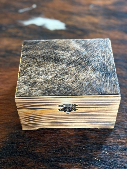 Large Cowhide/Wood Trinket Box