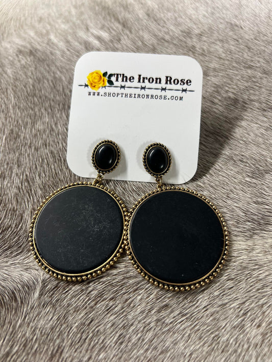 Round Black Stud Dangle