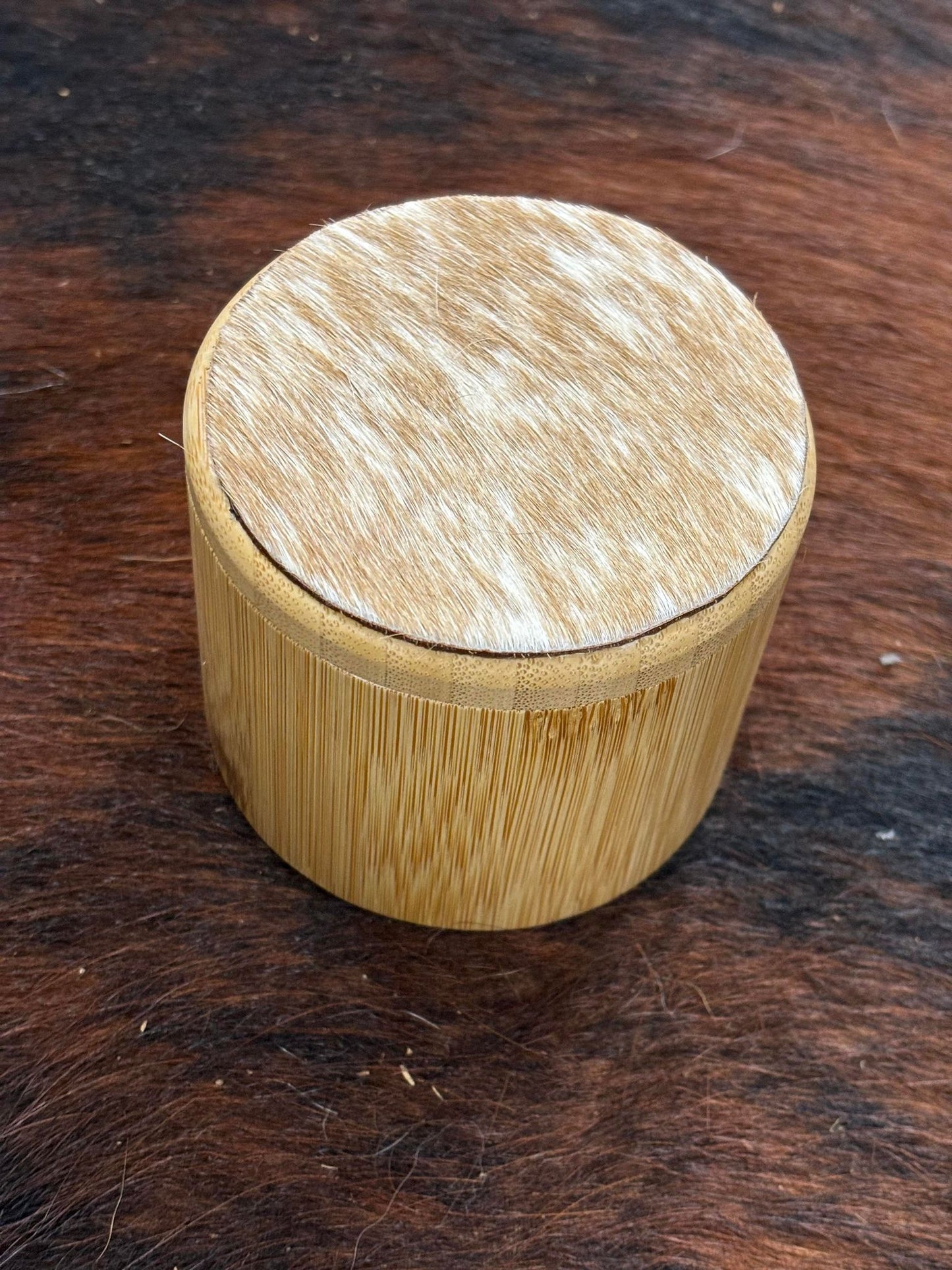 Medium Cowhide/Wood Trinket Box