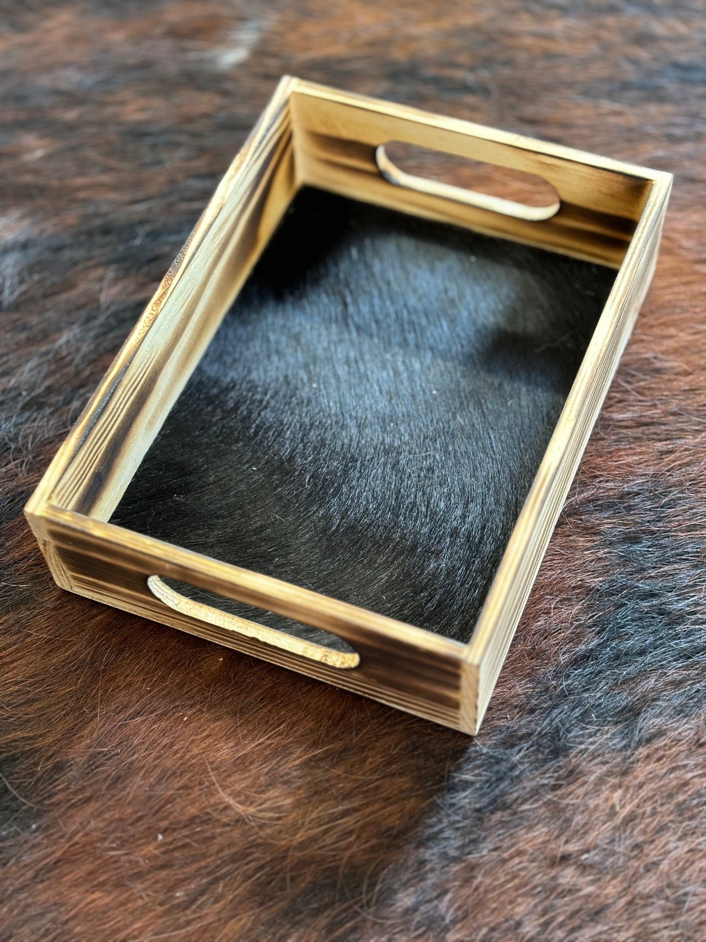 Medium Cowhide/Wood Tray