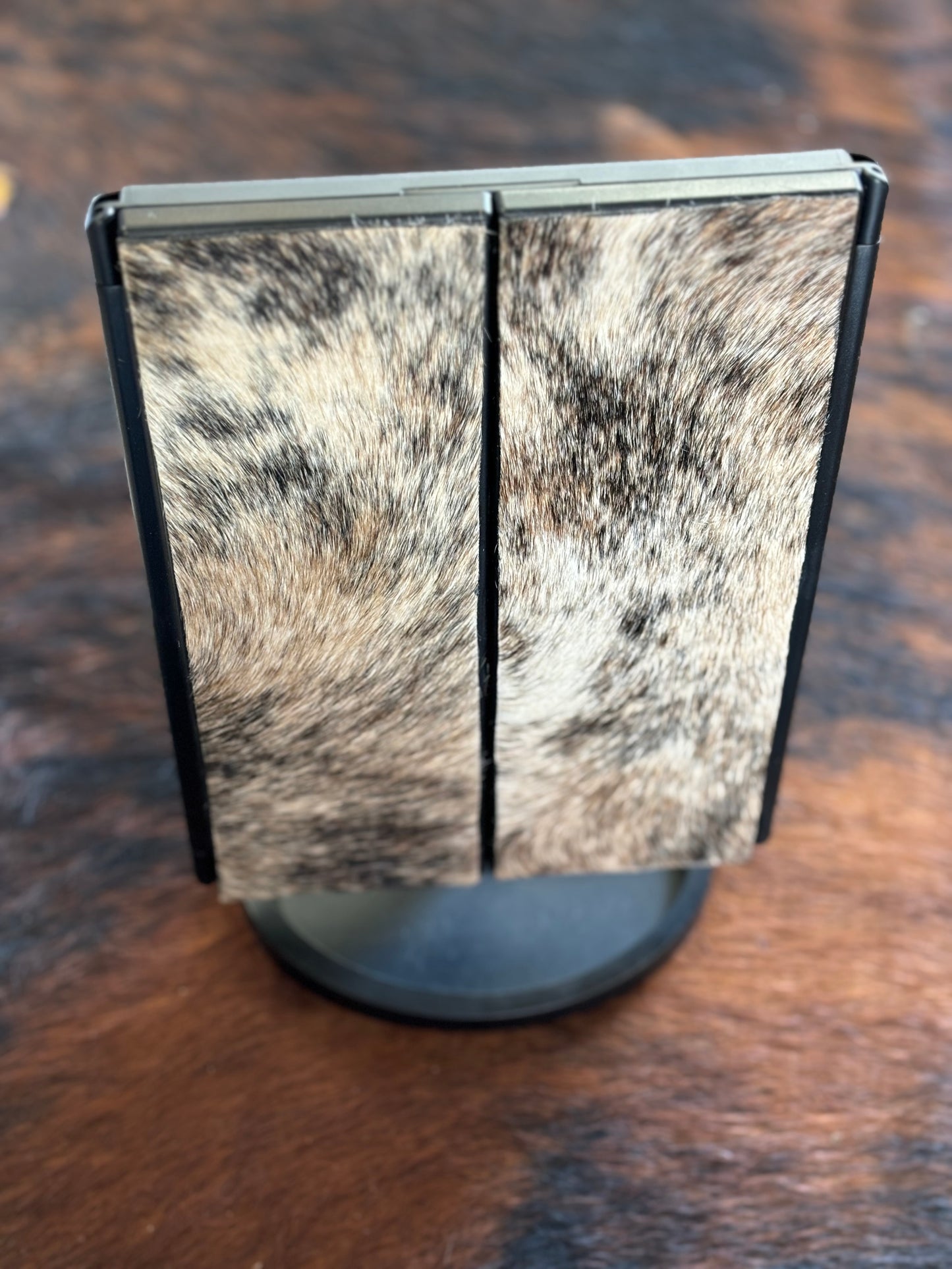 Cowhide Tri-Fold LED Mirror