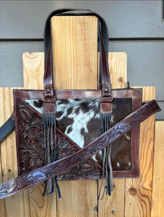 Tooled/Cowhide Purse